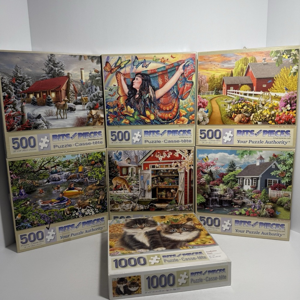 Lot of 8 Bits & Pieces Complete Jigsaw Puzzles 500 Piece 1000 Piece